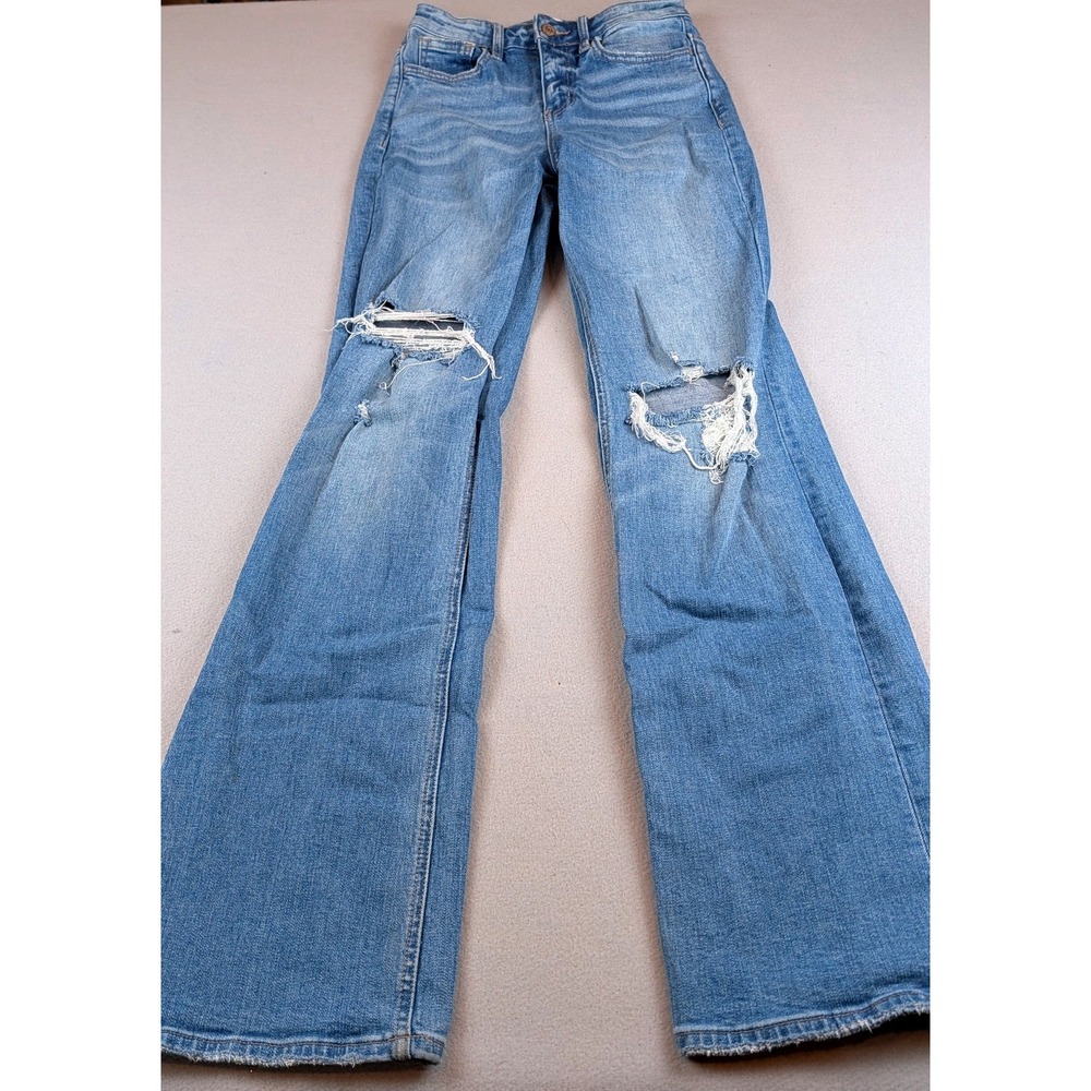 Flying Monkey High Waisted Distressed Flare Jeans F4433 Medium Wash Size 25